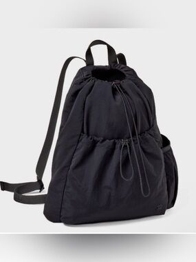 All In Motion NWT Black Drawstring Backpack 20L Recycled Nylon Gym Bag
